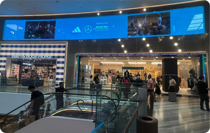 Adidas Jewel Changi Airport LED display integration for flagship retail experience